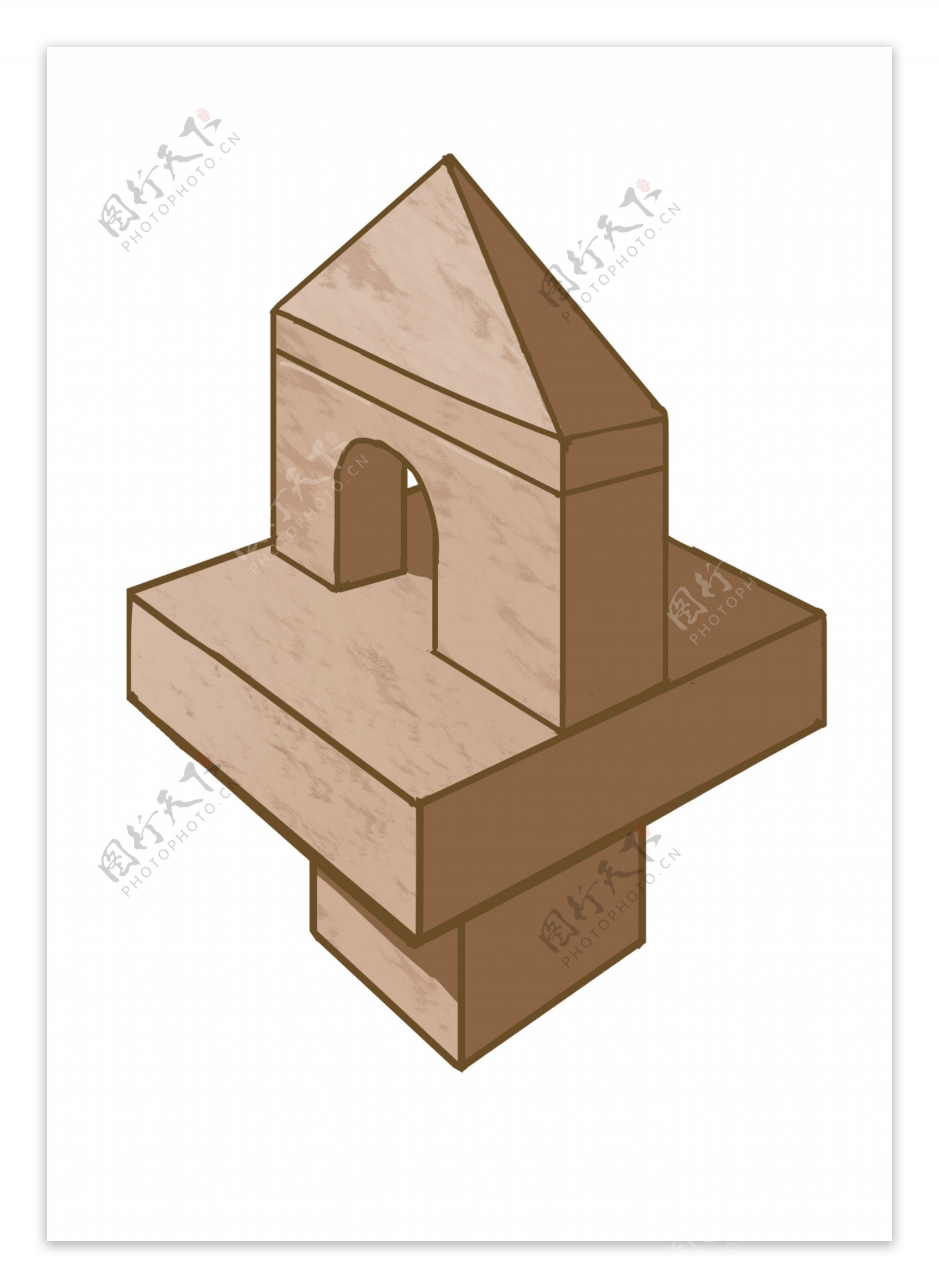 建筑木质卡通插画