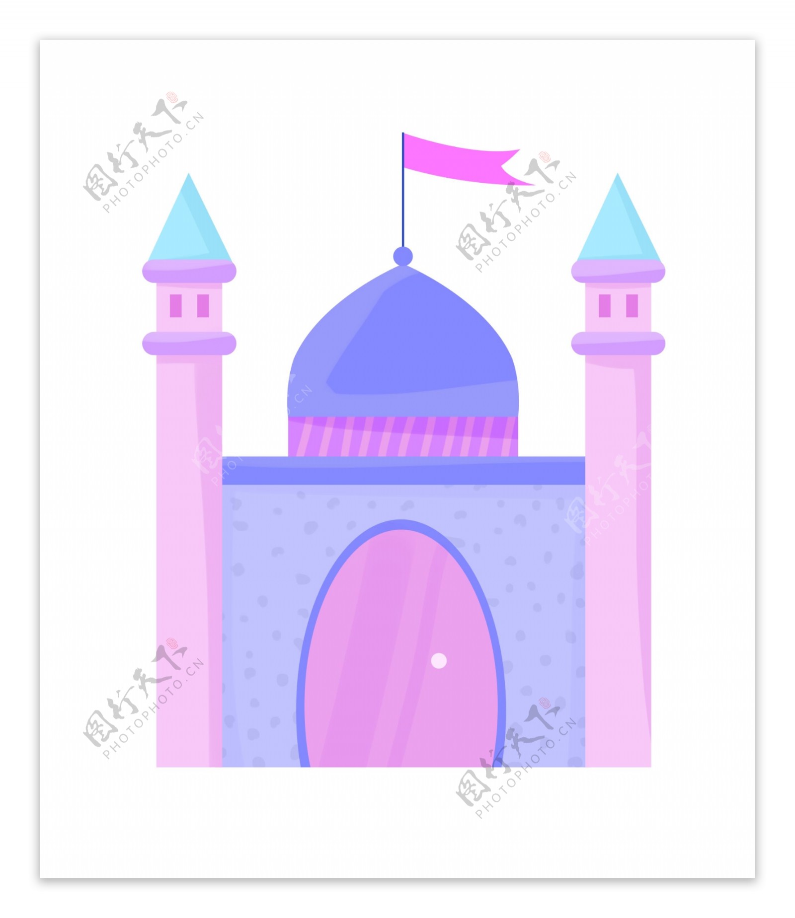 可爱的紫色城堡插图