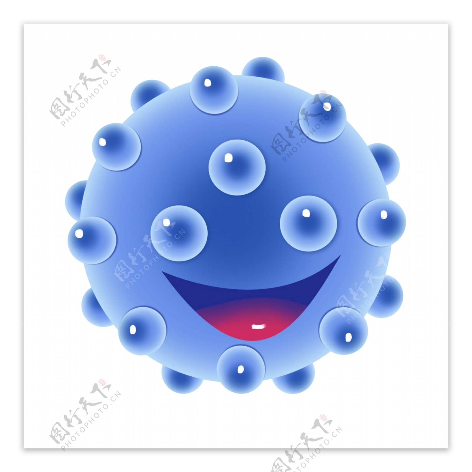 蓝色圆形卡通病毒