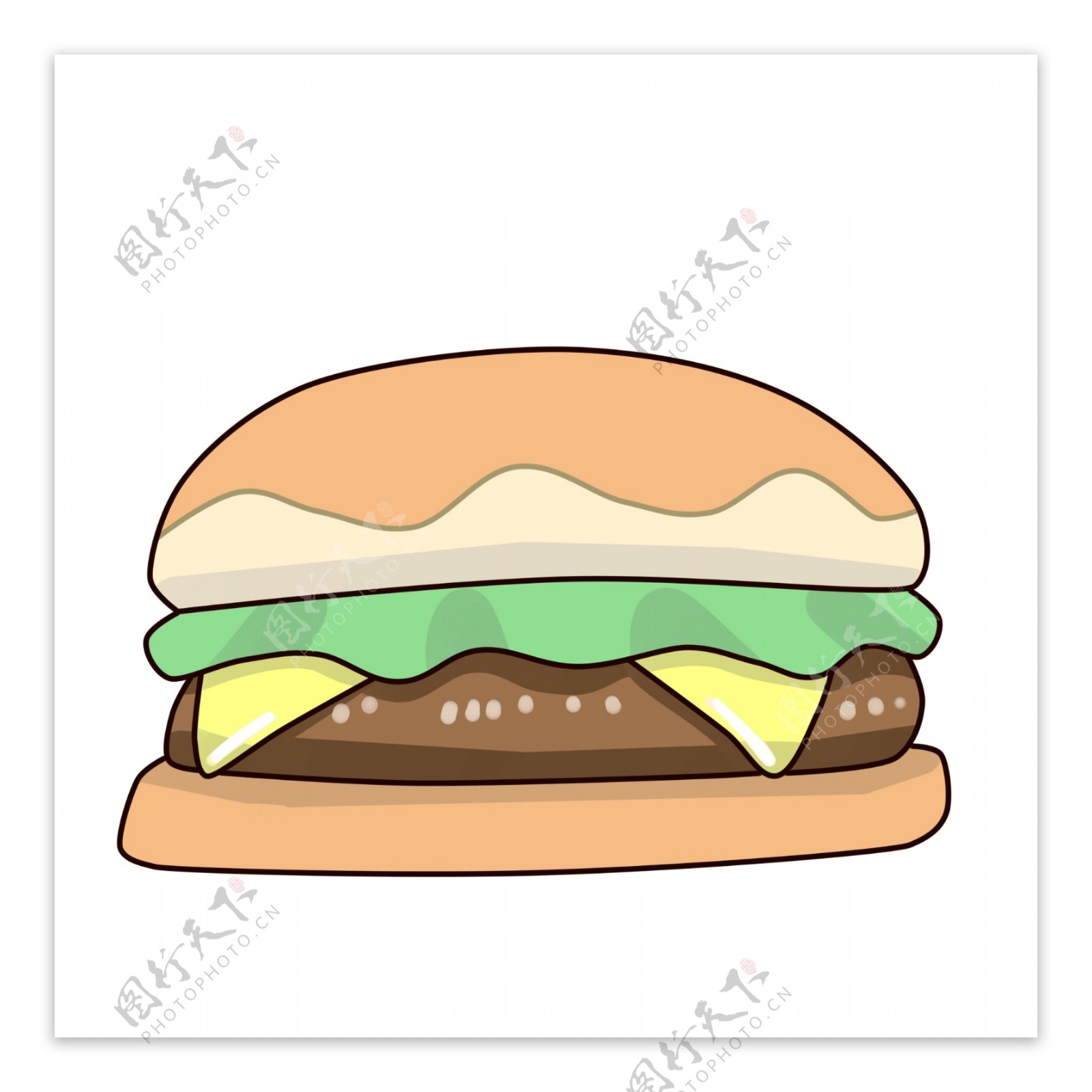 黄色面包夹心汉堡插图
