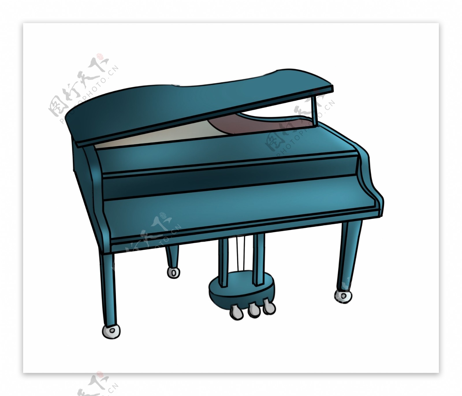 蓝色的钢琴装饰插画