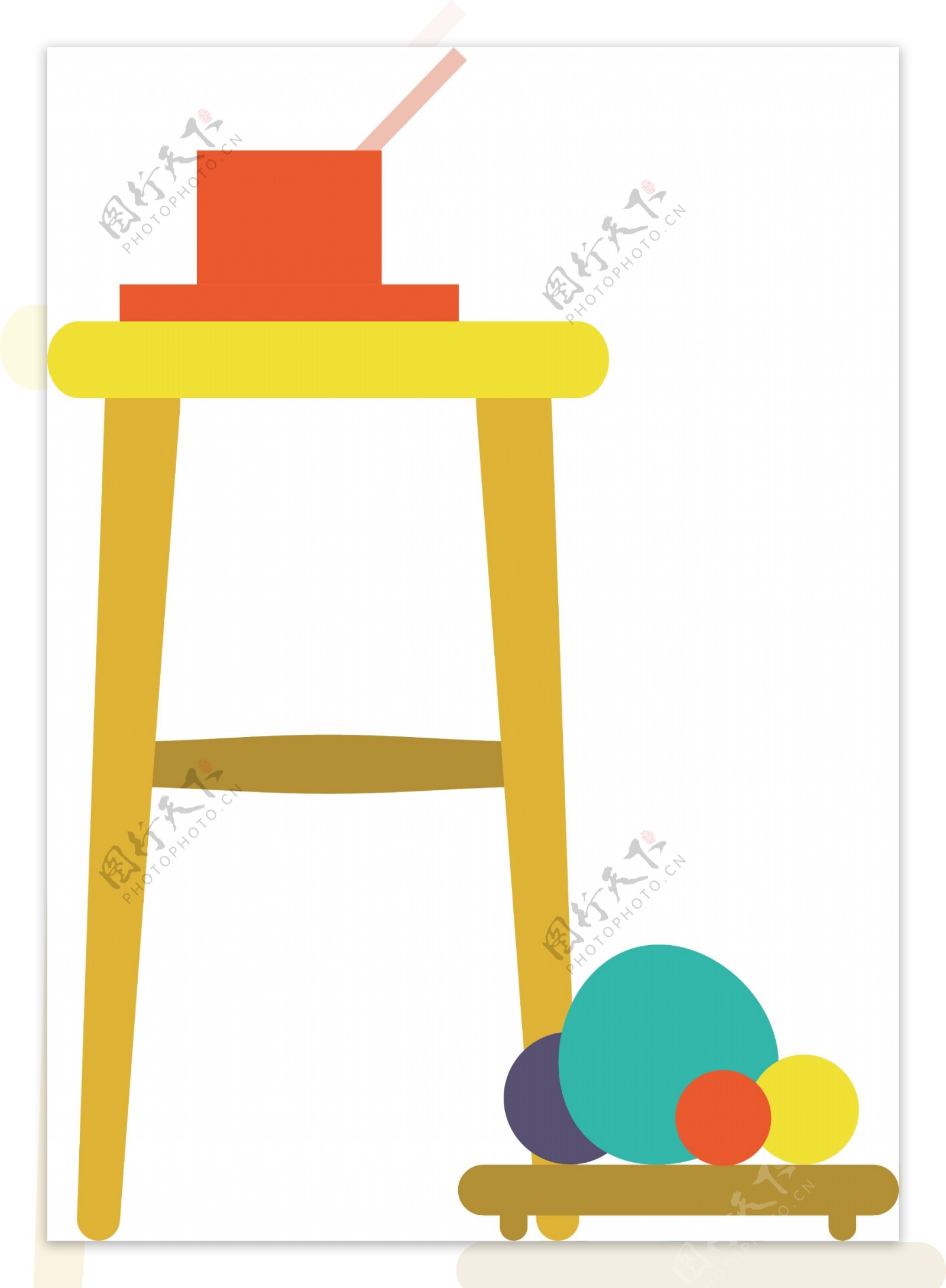 黄色的凳子装饰插画