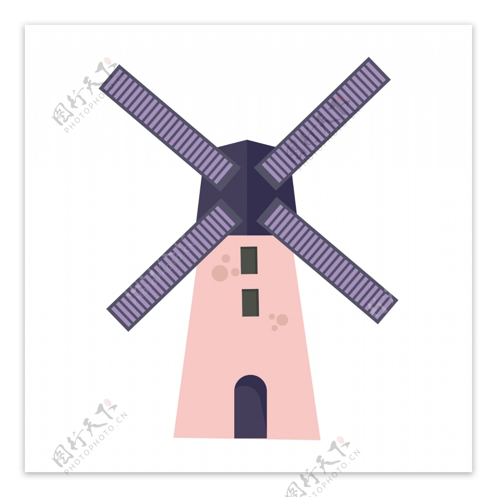粉紫色风车装饰插画