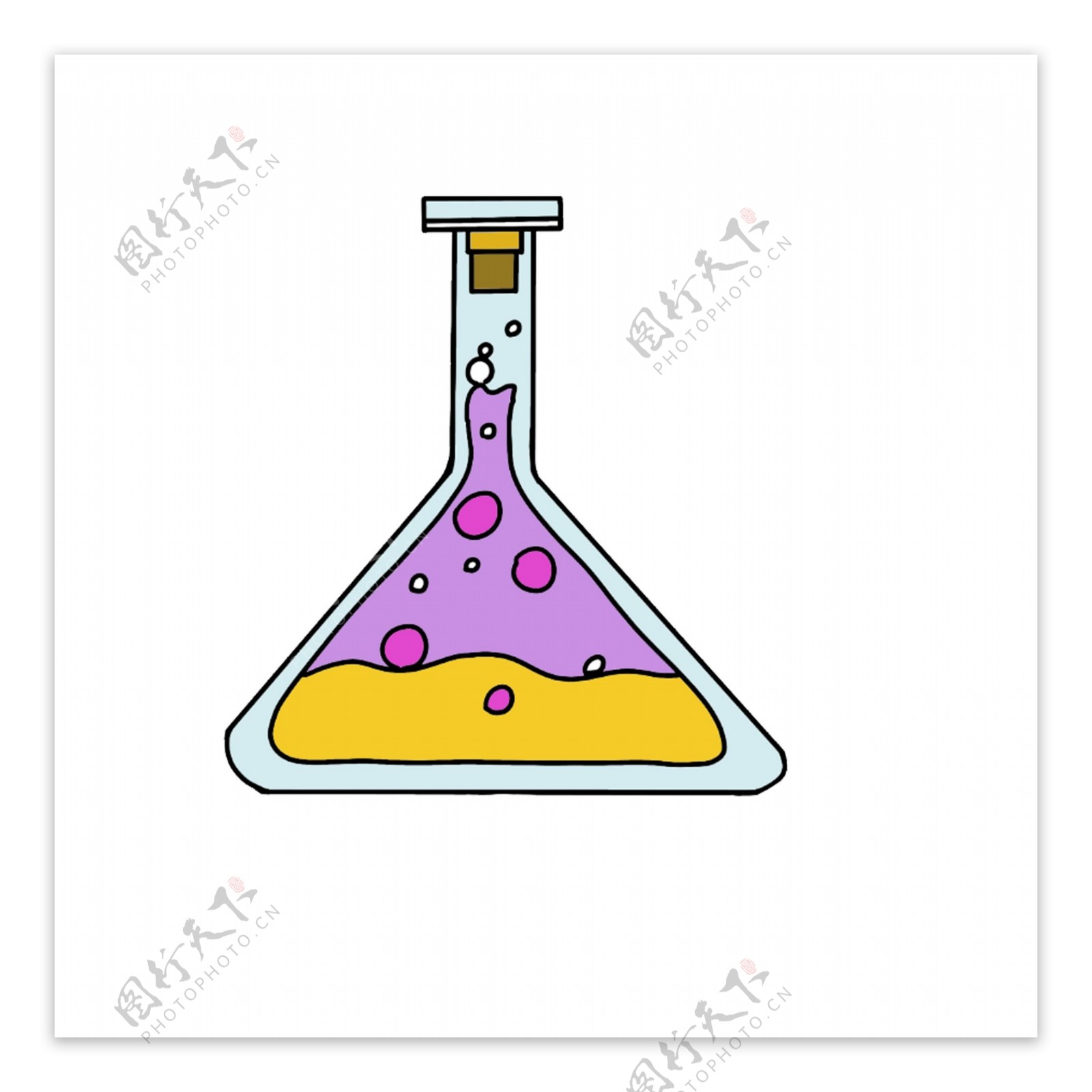 化学反应锥形瓶插画