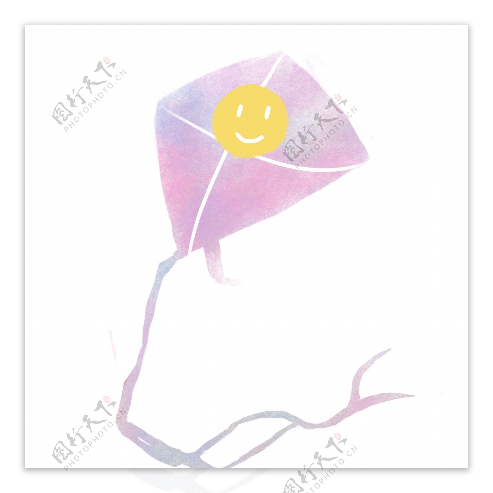 唯美手绘一只粉色的风筝设计