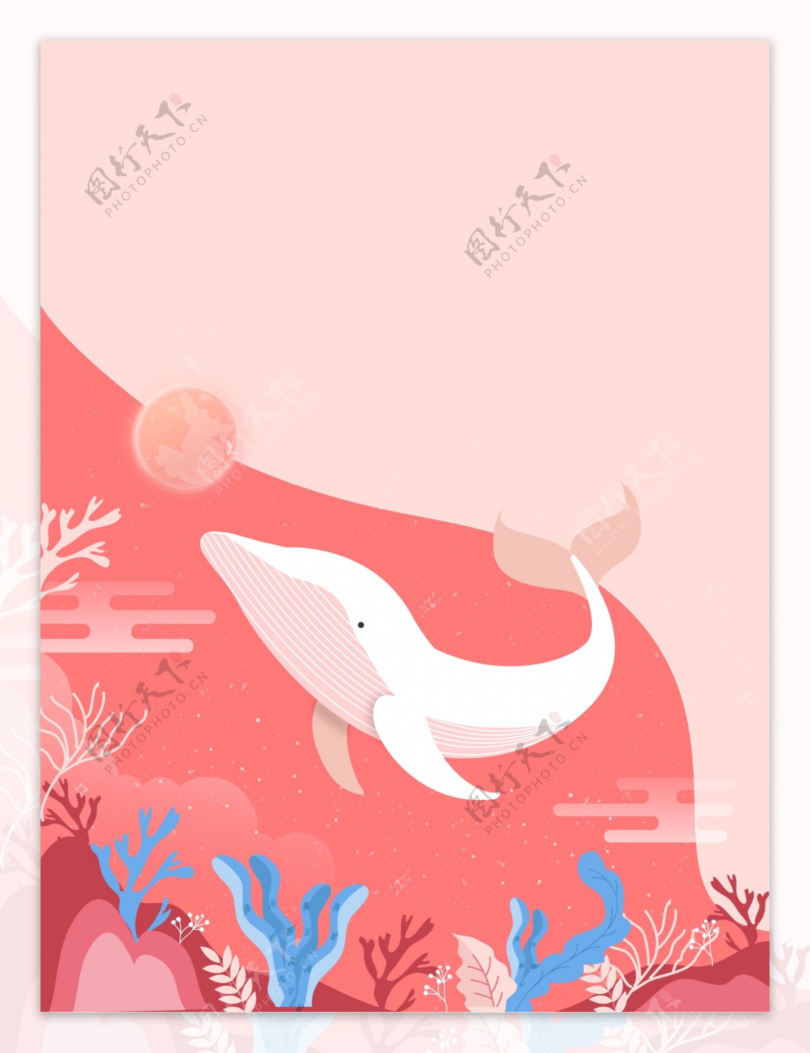 粉色海洋鲸鱼环境保护背景素材