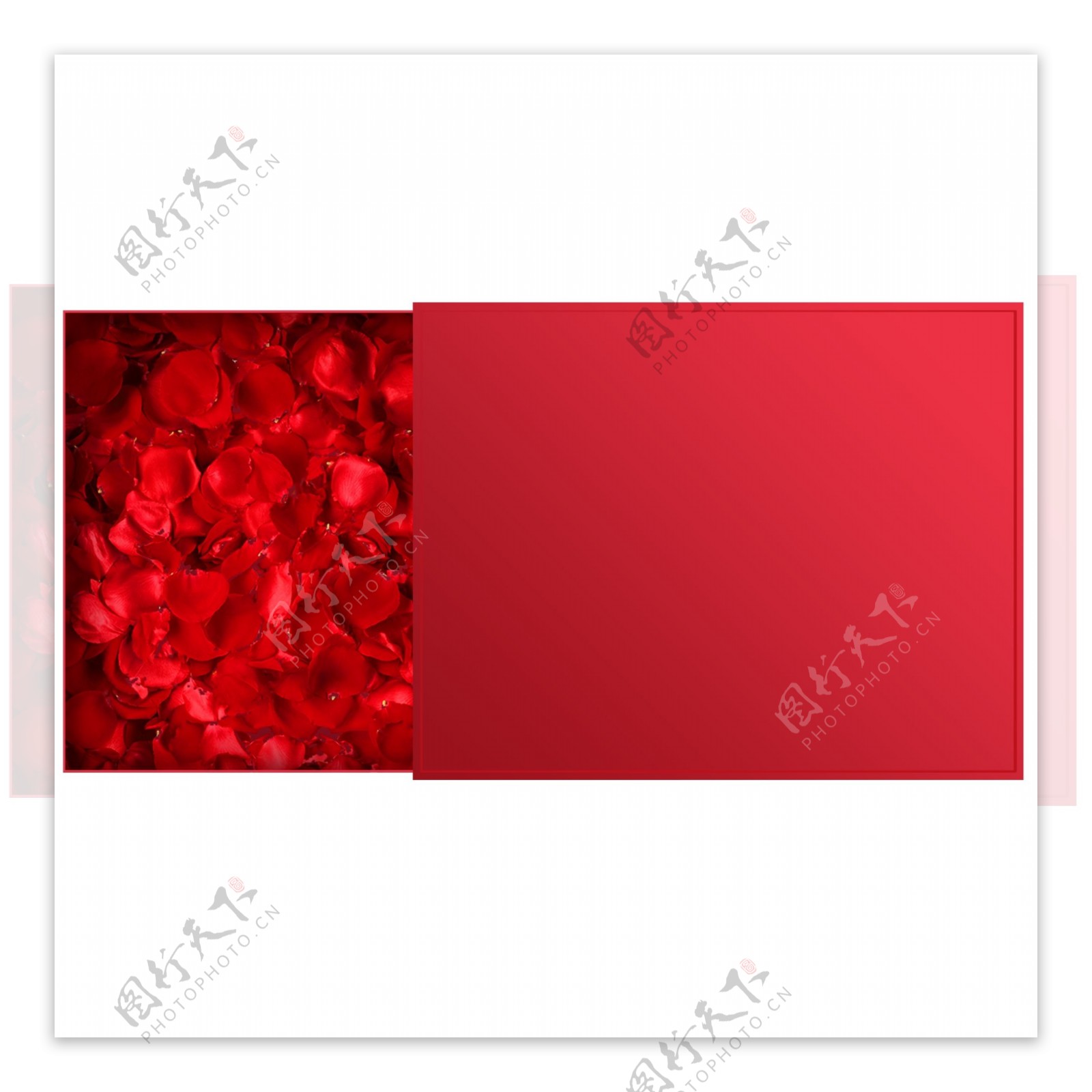 红色玫瑰的红色盒子素材