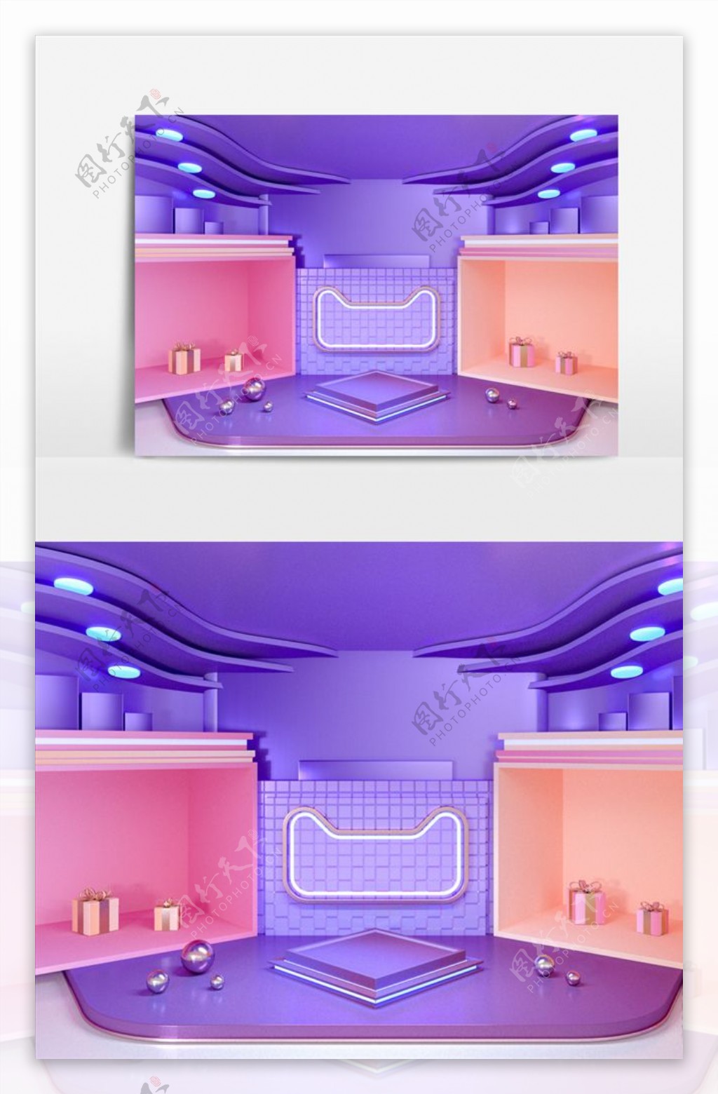 C4D紫色梦幻天猫电商场景模型