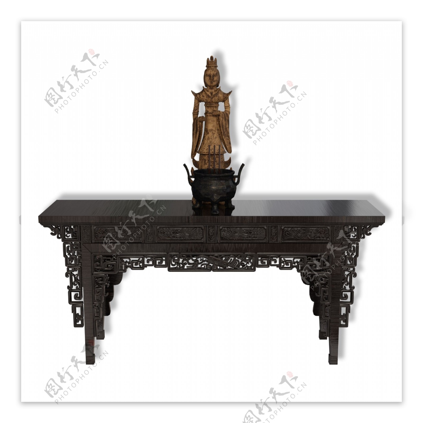 黑色实木雕花供桌