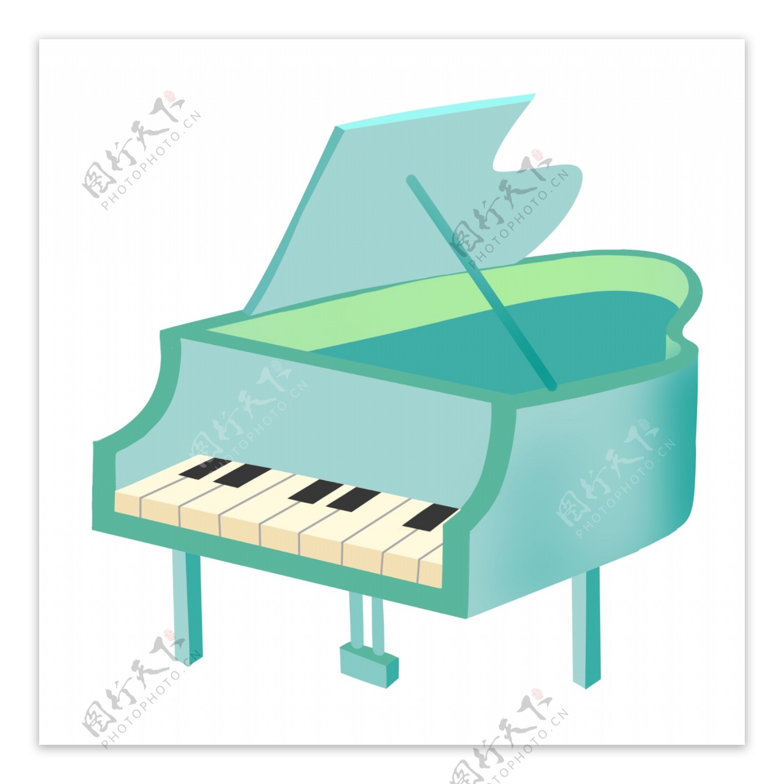 卡通绿色钢琴