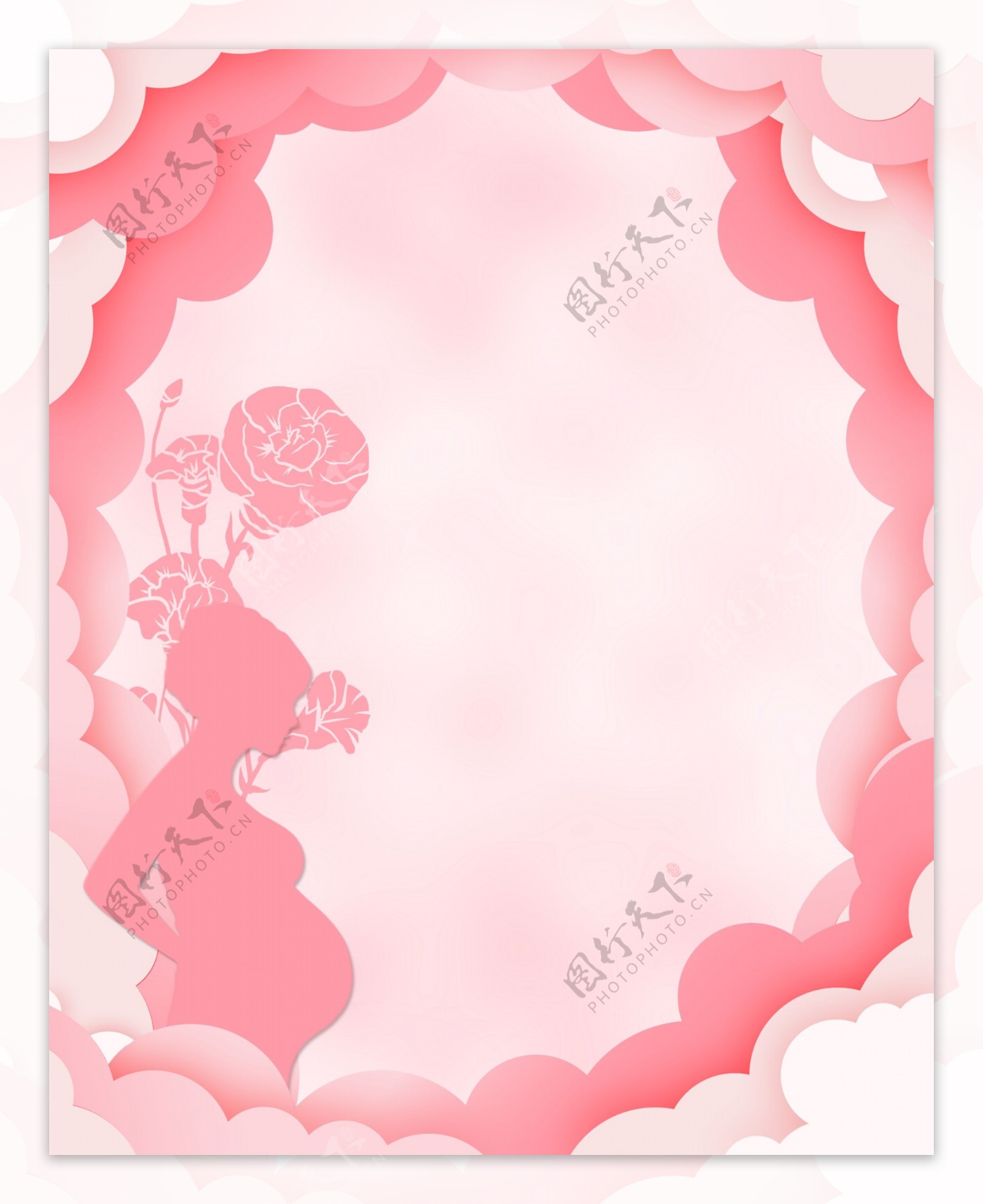 立体剪纸粉色母亲节康乃馨背景