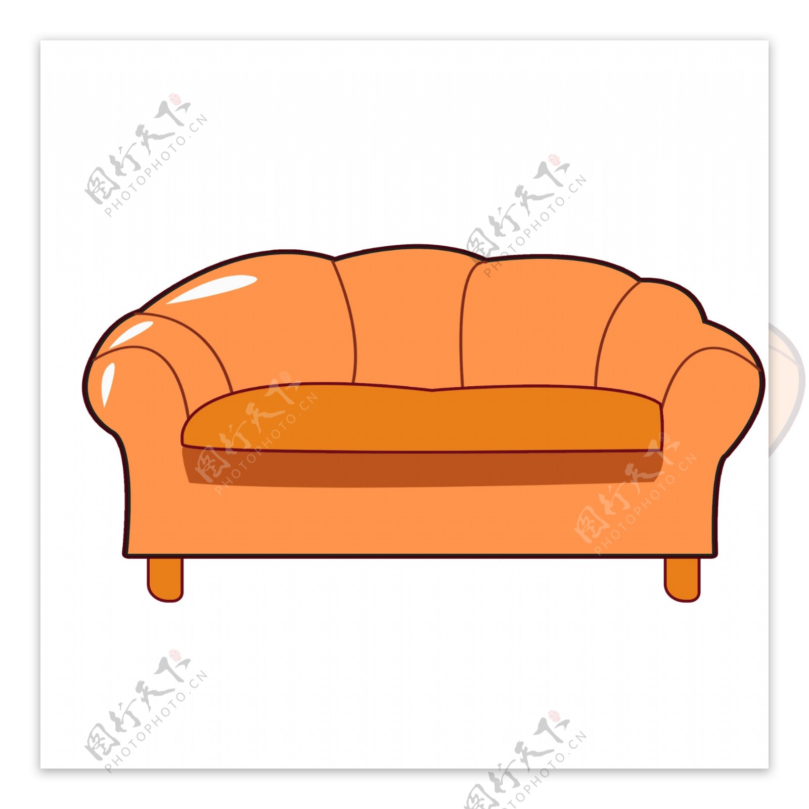 黄色家具沙发插画