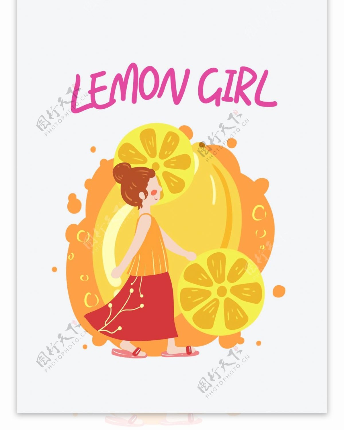 帆布袋包装水果系列柠檬女孩小清新卡通