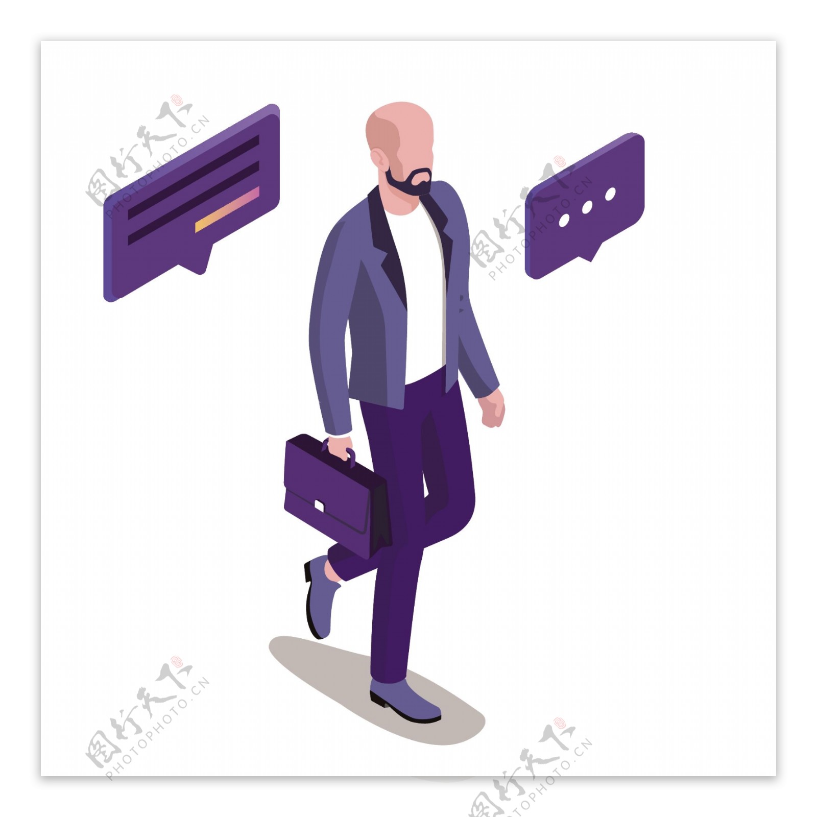 紫色商务男子插画