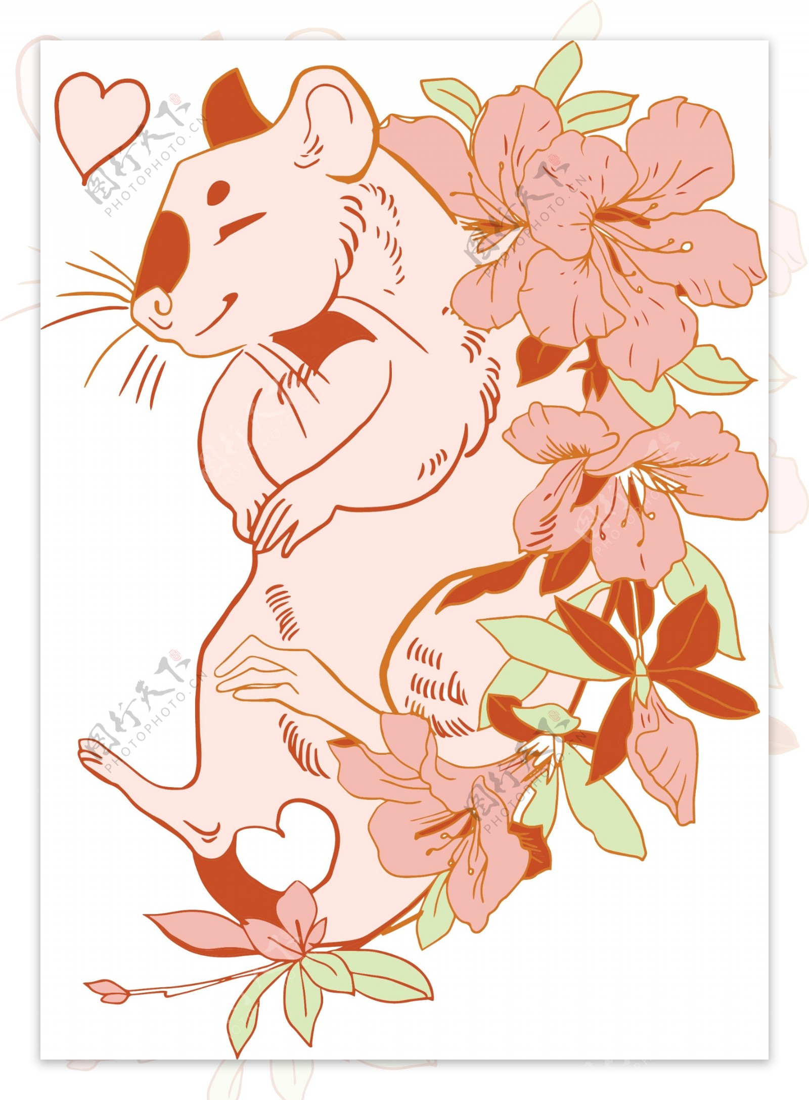 老鼠花卉图案设计