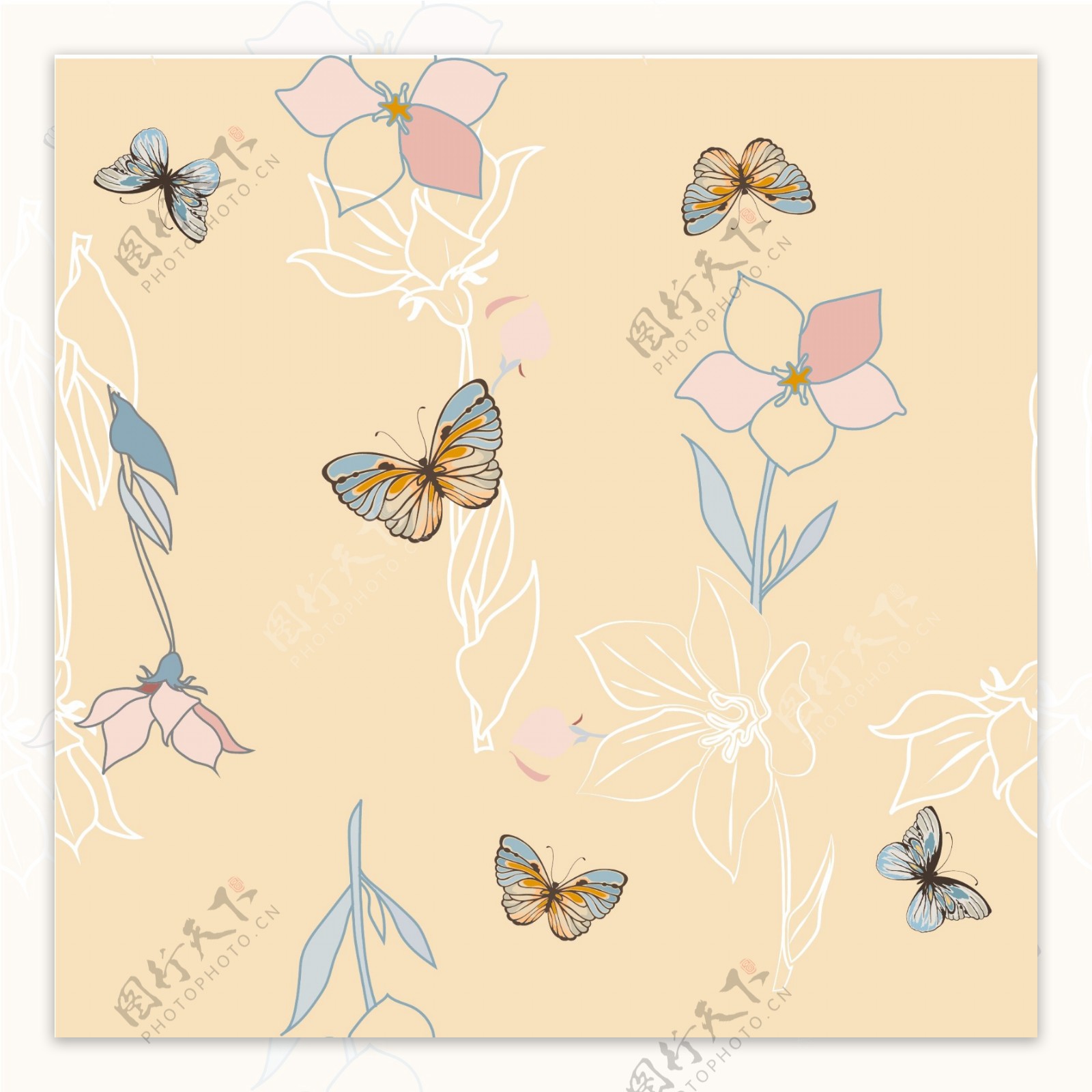 蝴蝶花朵图案