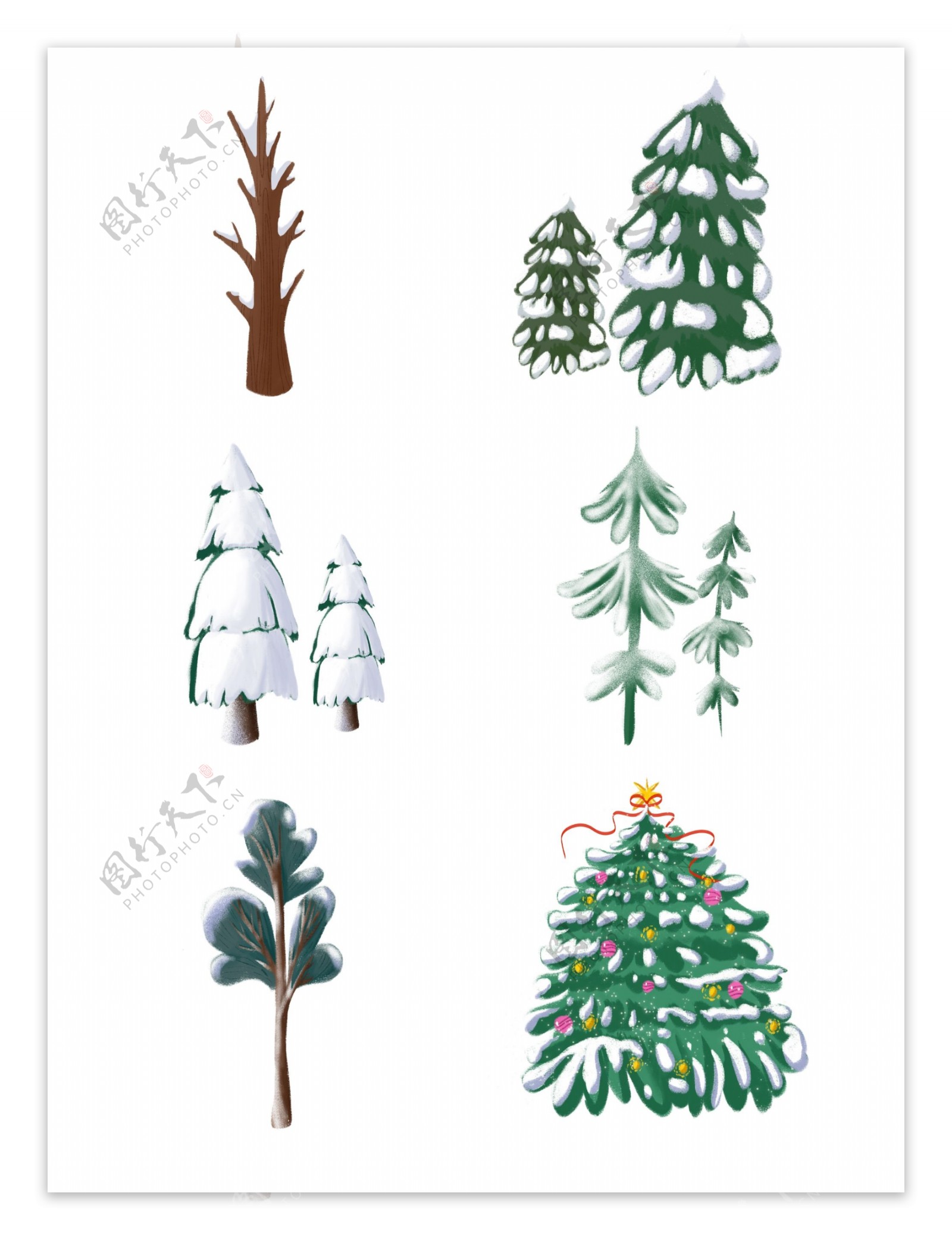 下雪雪景松树雪树插画雪景树可商用植物