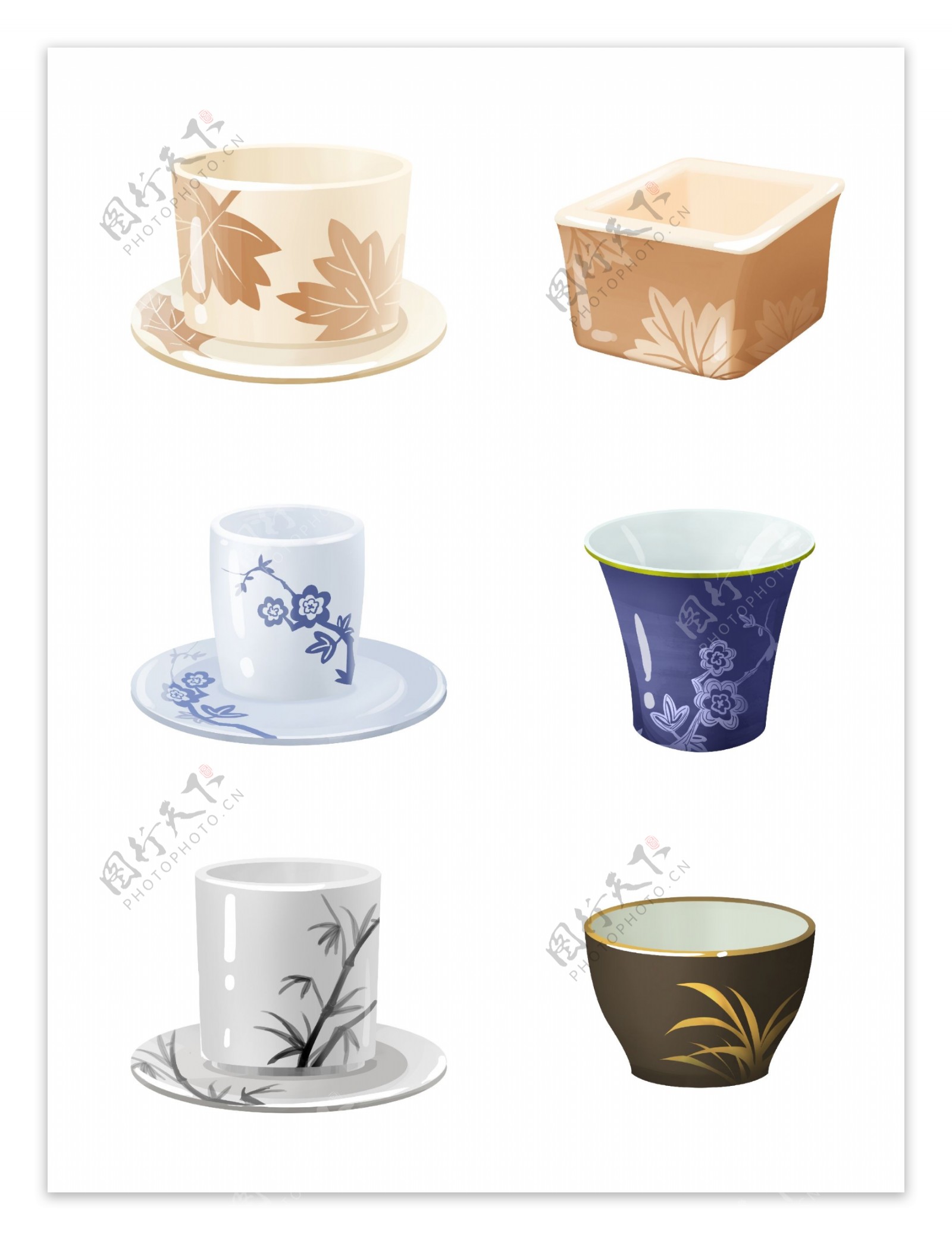 手绘中式创意茶杯瓷杯