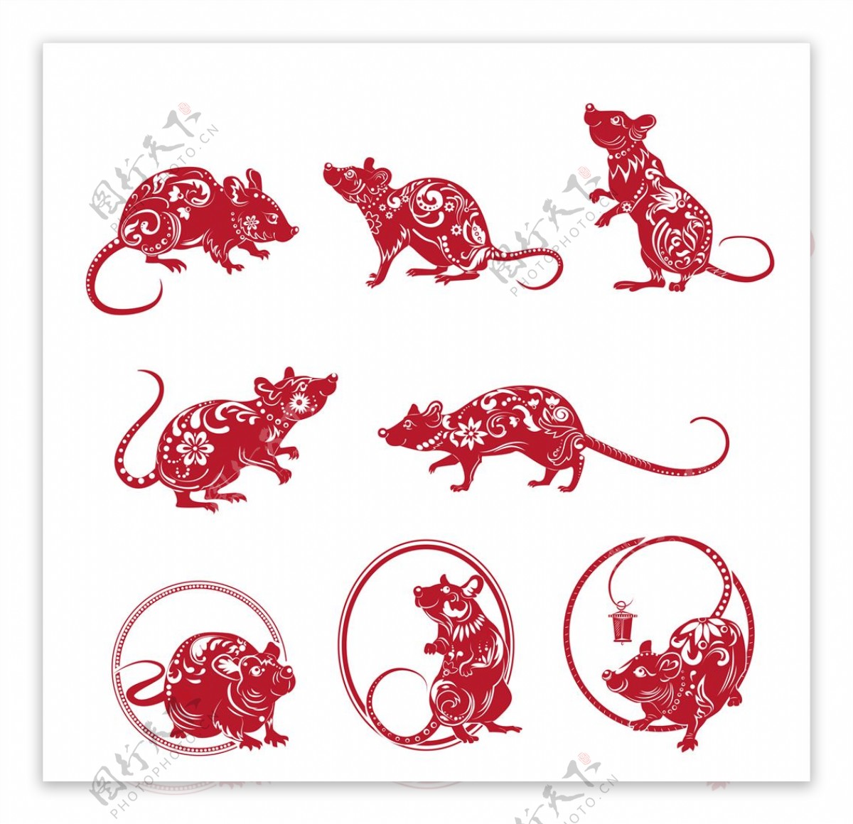 中国风鼠年主题剪纸设计