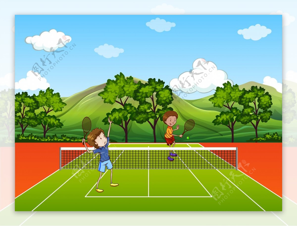 卡通网球运动图片素材-编号35390094-图行天下