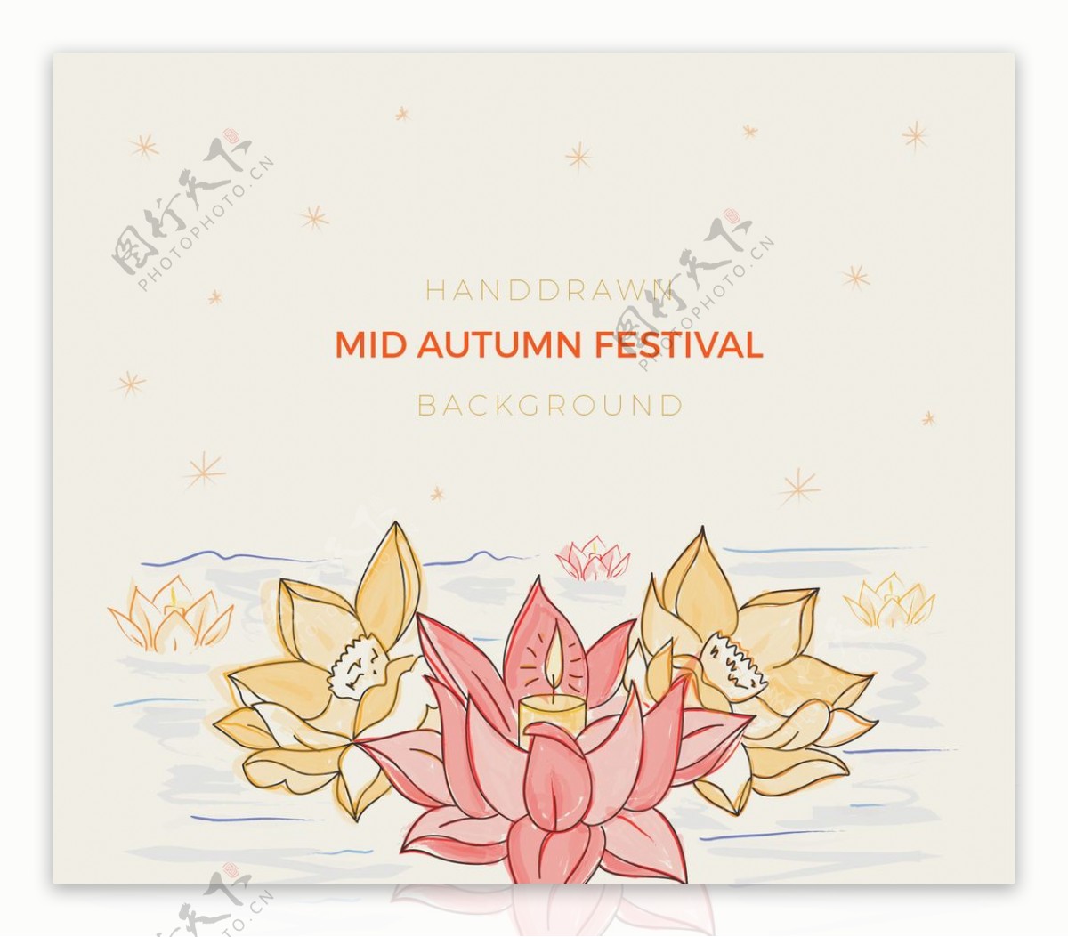 手绘花卉中秋节背景