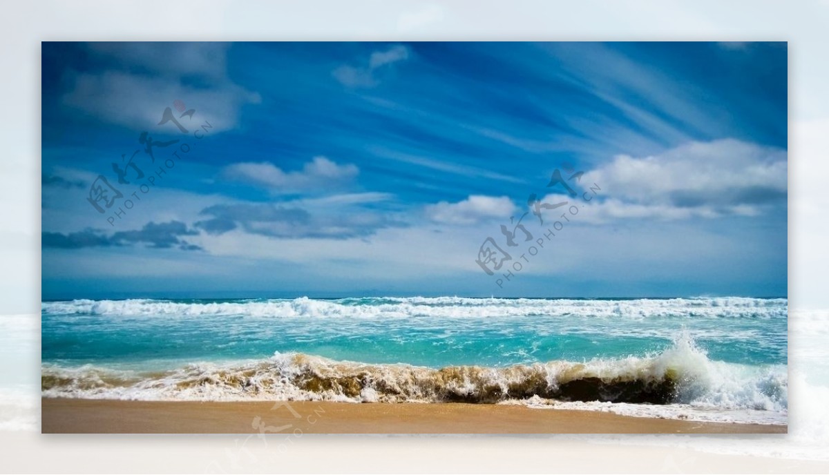 海滩海边蓝色天空高清素材