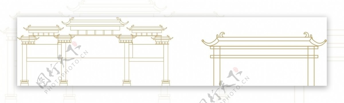中国风门牌古风建筑牌坊门