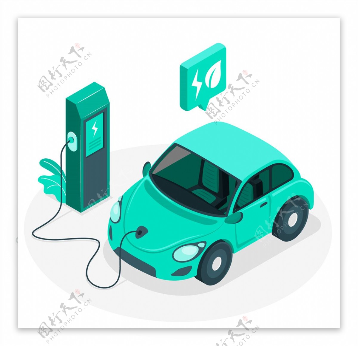 新能源电动汽车充电桩主题插画