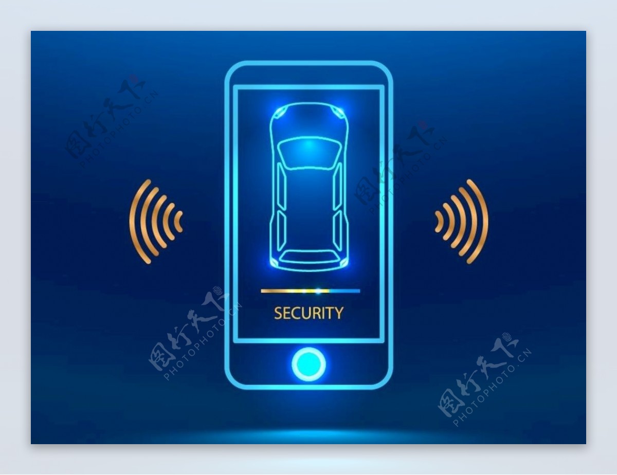 汽车车辆安全防护APP系统插画