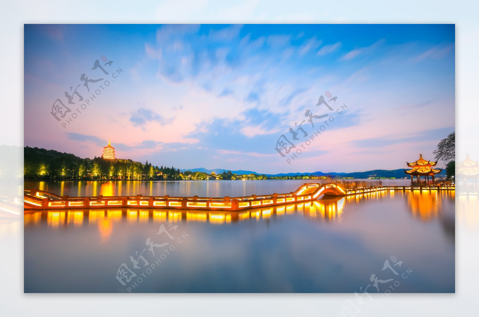 杭州西湖夜景风景照