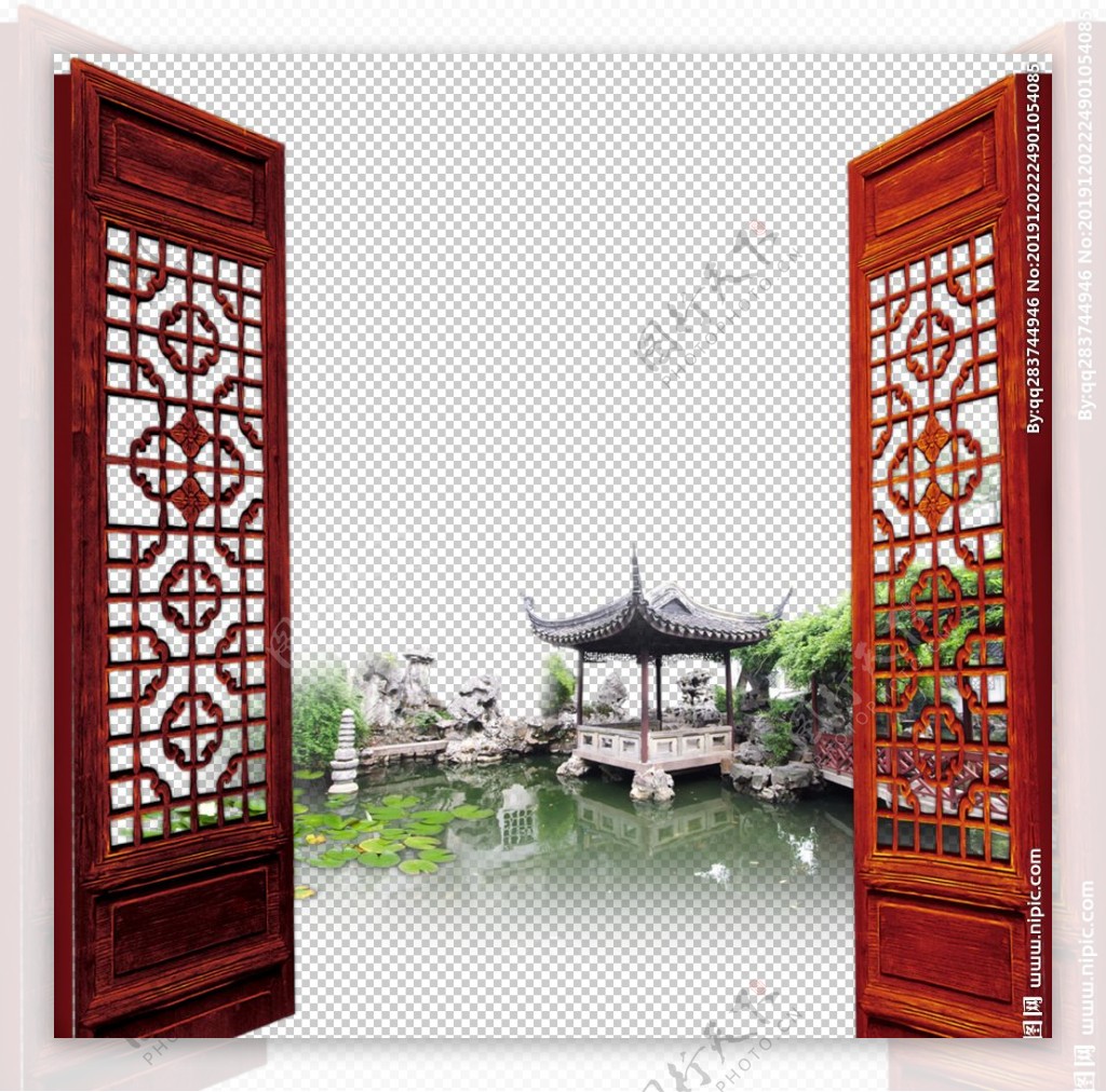 中式传统建筑窗框