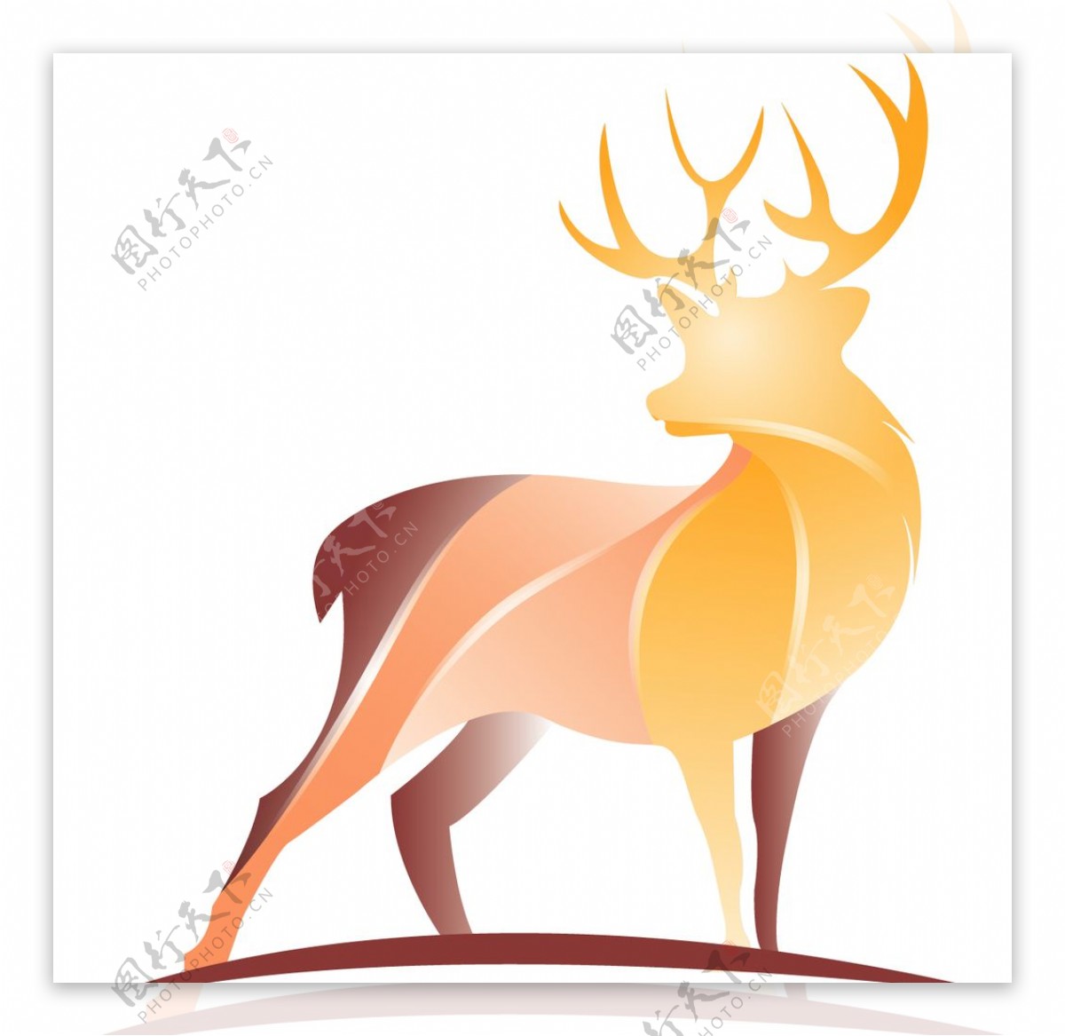 麋鹿动物剪影3d图标标志