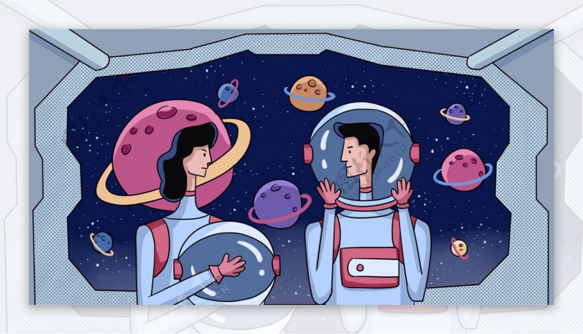 卡通宇航员探索
