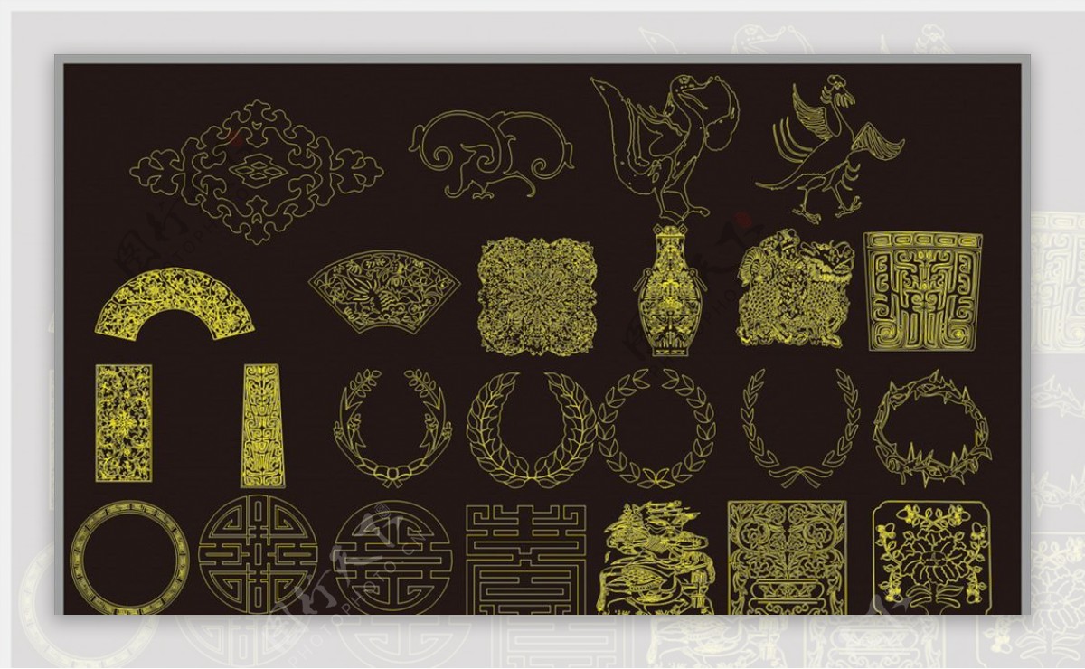 古典花纹传统图案角花边框