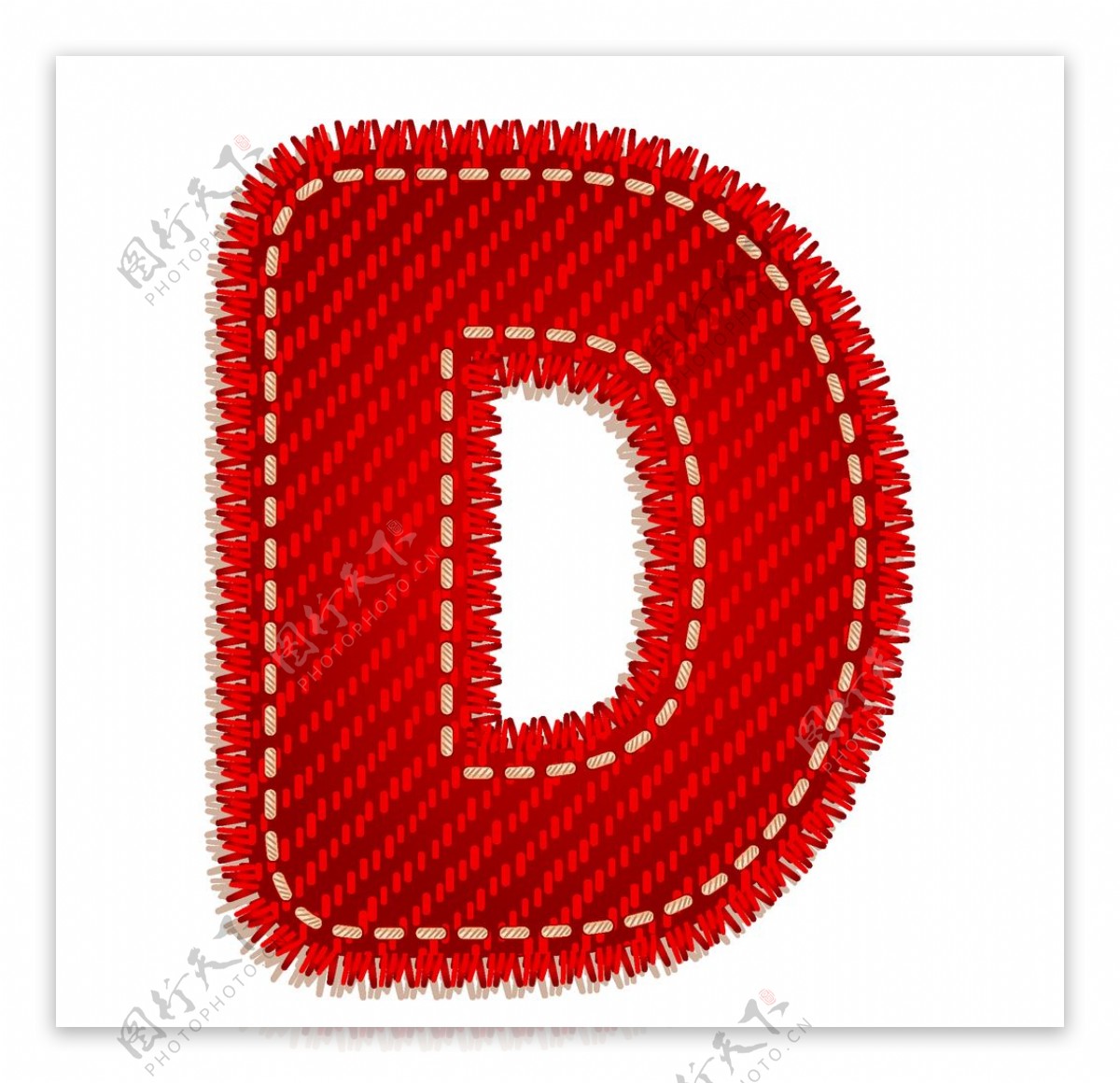 英文字母D设计艺术字创意牛仔