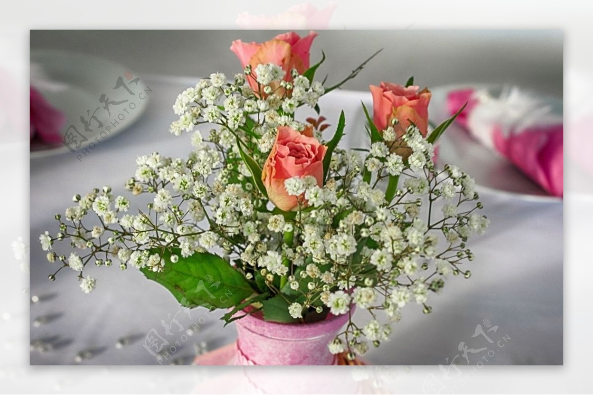 插花花瓶餐桌装饰鲜花玫瑰