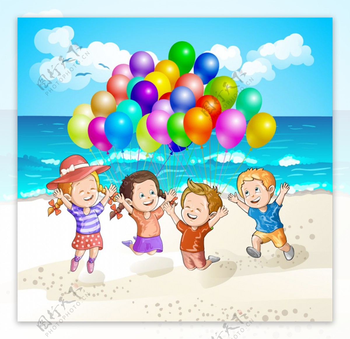 蓝天海滩气球