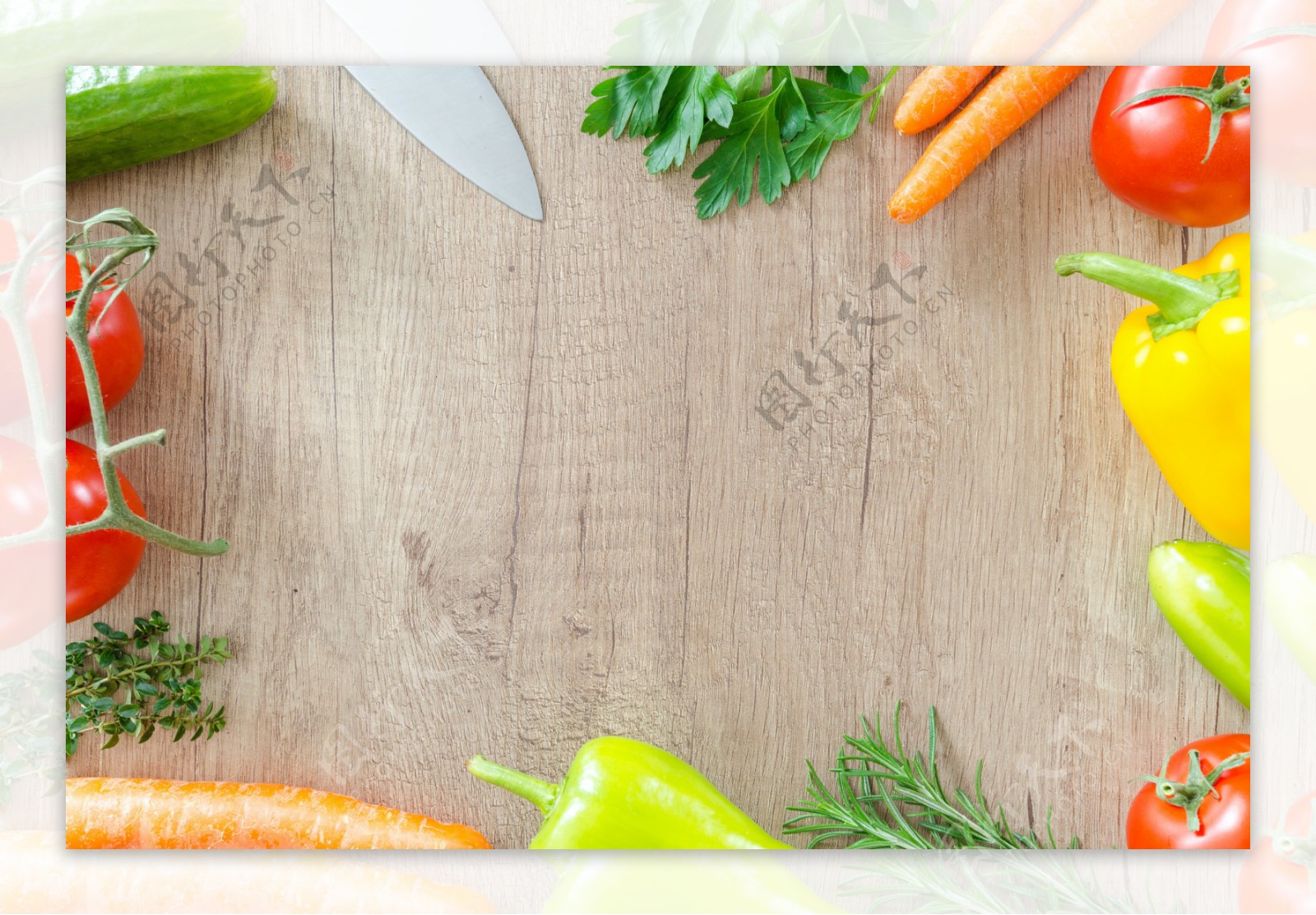 蔬菜边食材食物木板底纹纹理素材