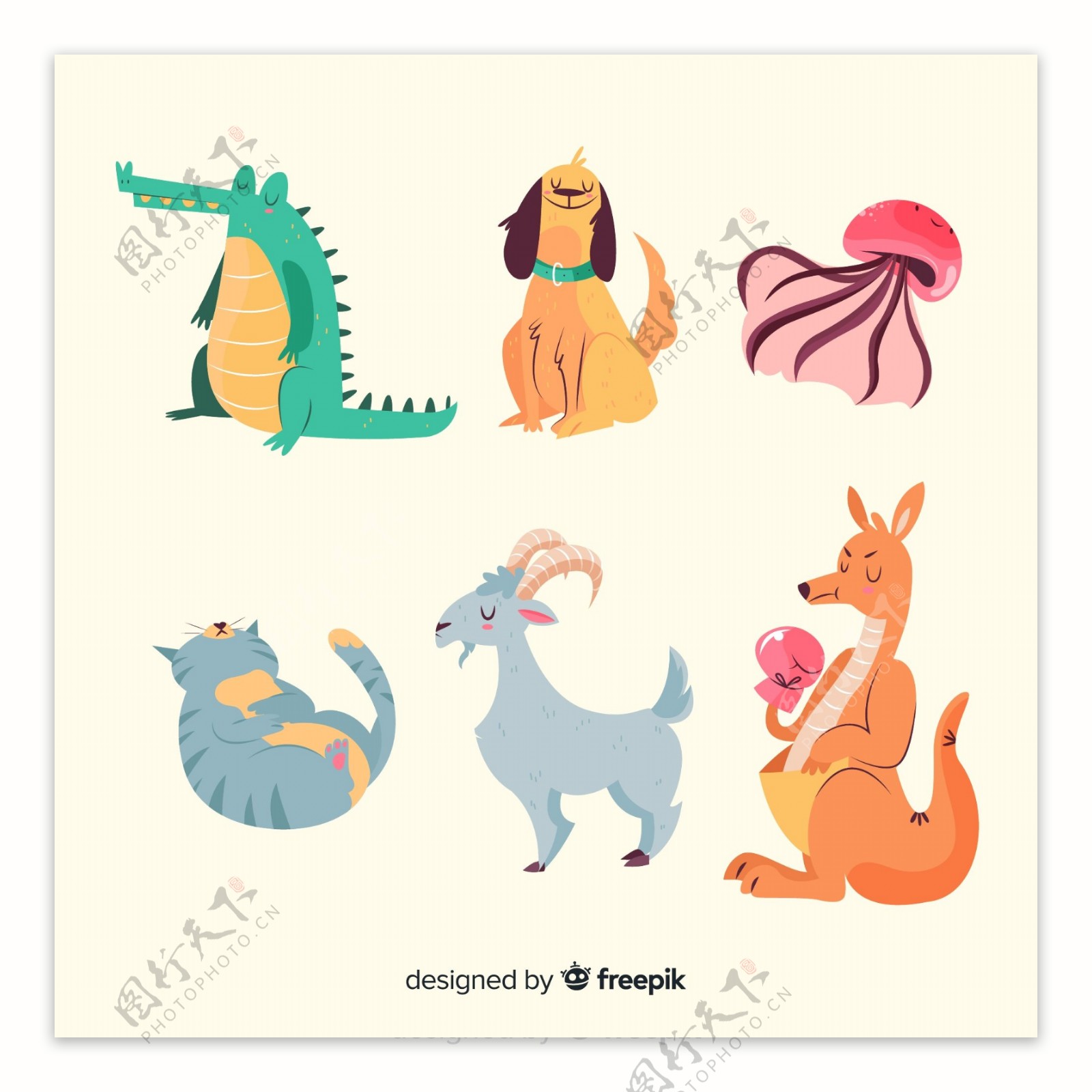 6款彩色动物设计