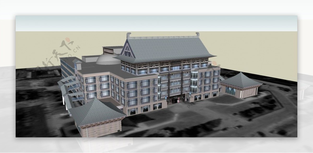 景观酒店博物馆建筑模型