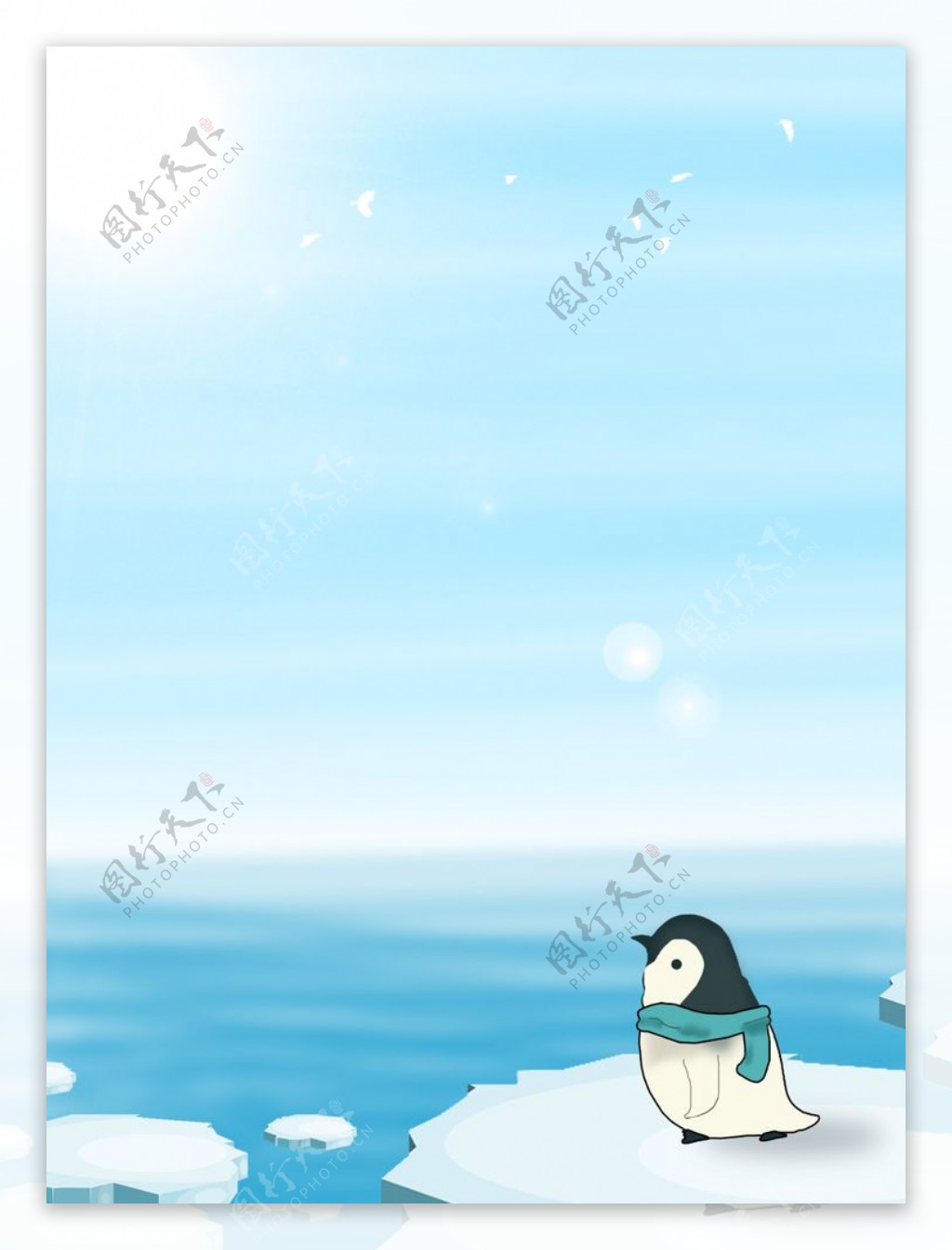 卡通南极北极企鹅背景