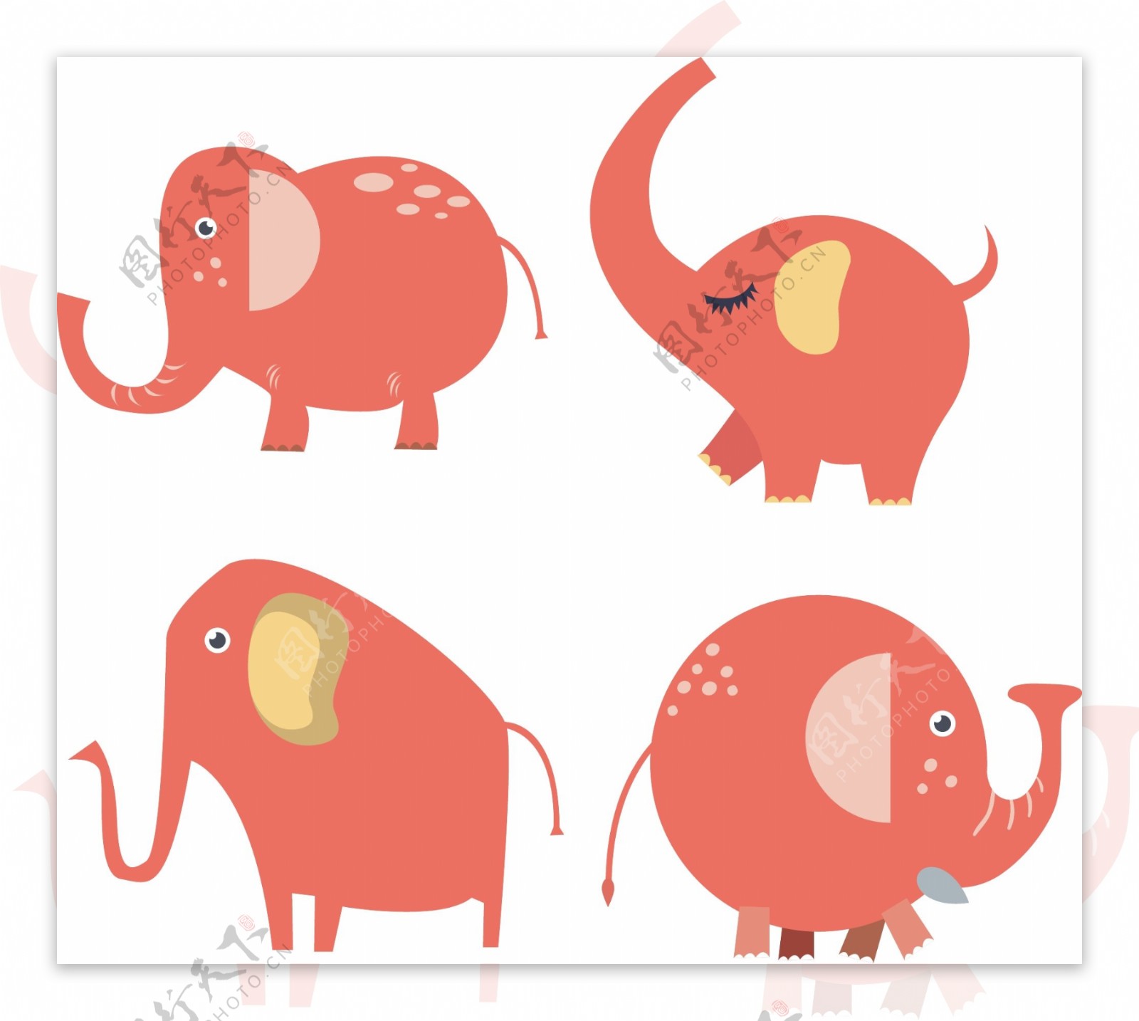 粉色扁平化大象可爱卡通动物