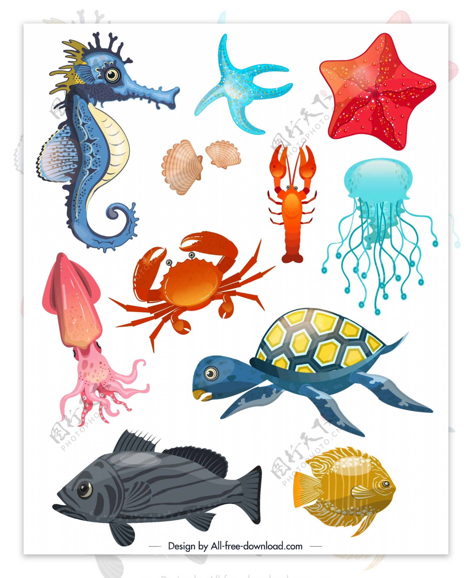 11款创意海洋动物设计矢量素材