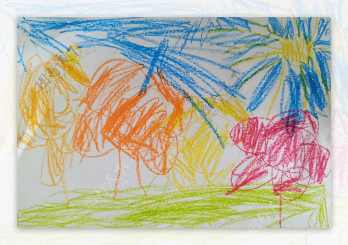 儿童绘画花草树木
