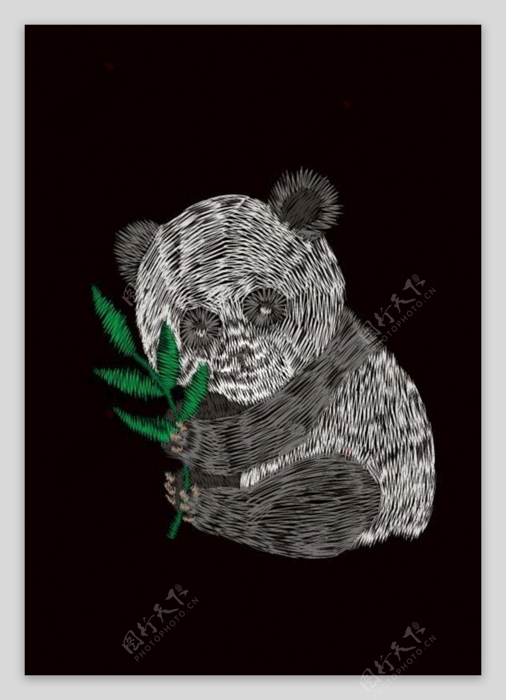 熊猫绣花服装图案T恤