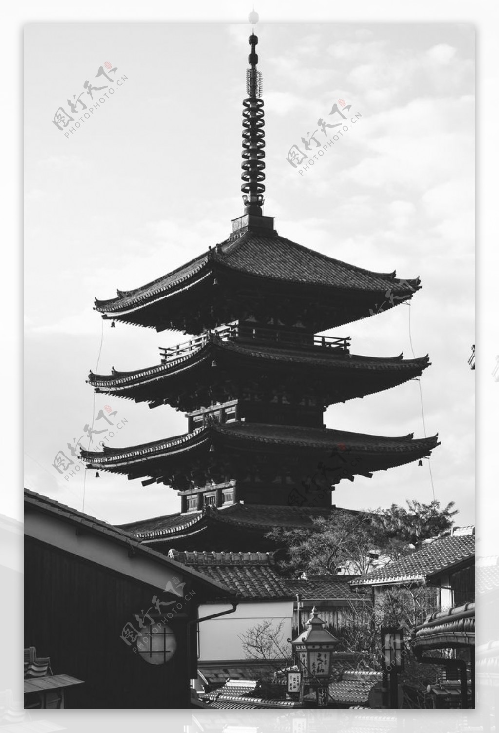 日本东京寺庙高塔合成背景素材
