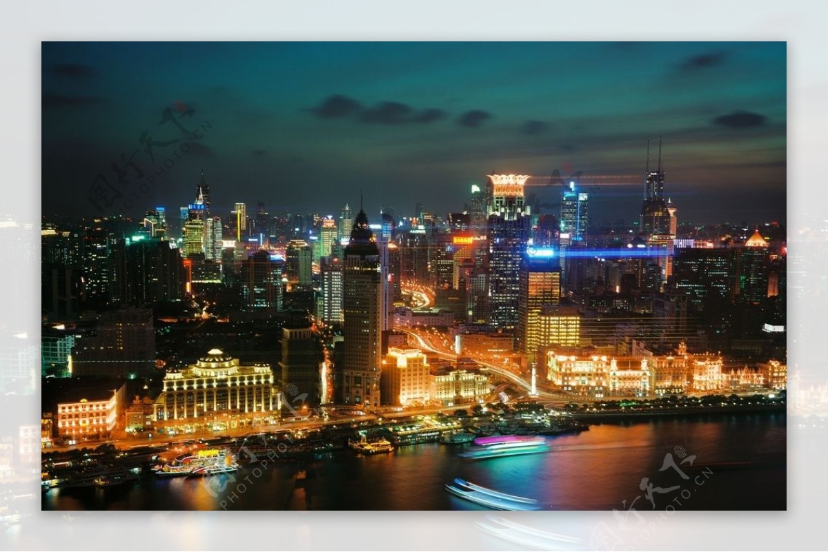 城市夜晚繁华上海文艺背景素材