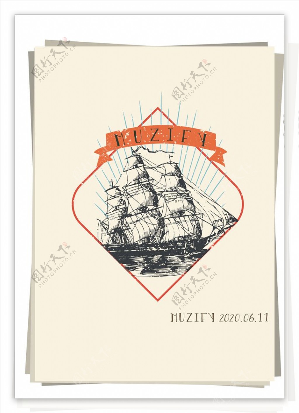 远洋帆船标签设计