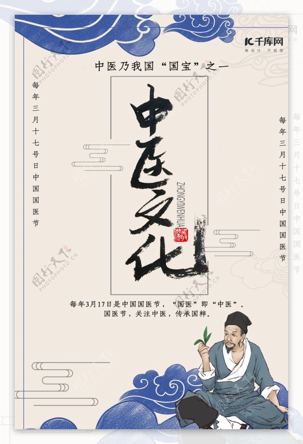 中国国医节中医文化海报