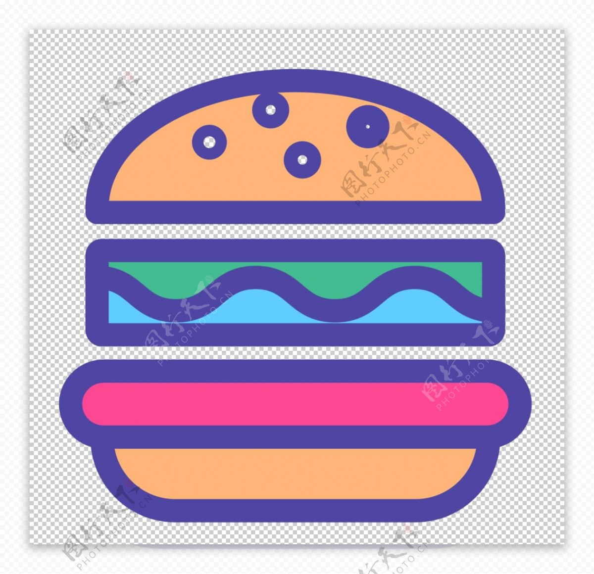 汉堡餐饮标志图形图标装饰素材